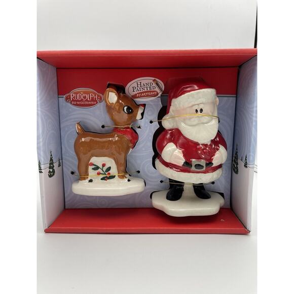 Rudolph The Red Nose Reindeer & Santa Salt & Pepper Shakers. NIP - Picture 1 of 10